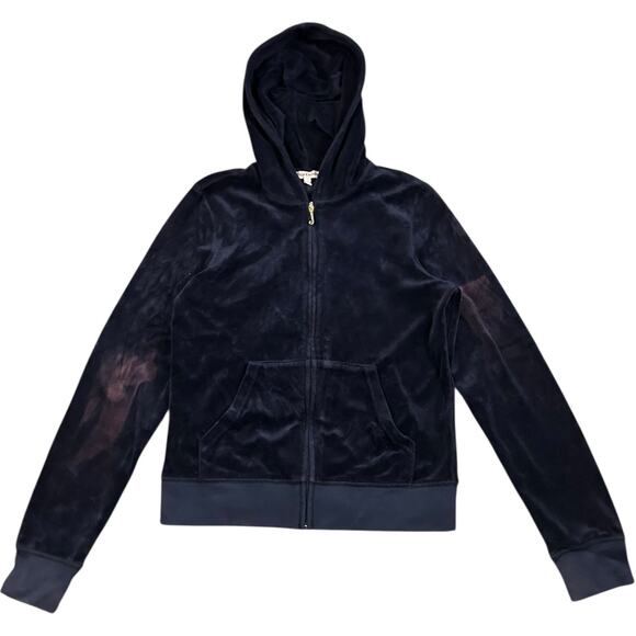 Juicy Couture Navy Velour Rainbow Crest Bling Jacket - Picture 2 of 3